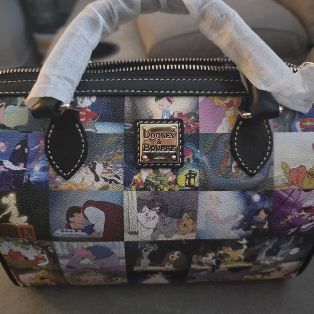 Dooney & Bourke Multicolor Disney Patchwork Satchel with Black Trim